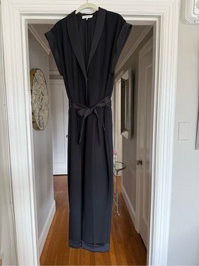 Frame Denim Black Sleeveless Jumpsuit with Tie Waist